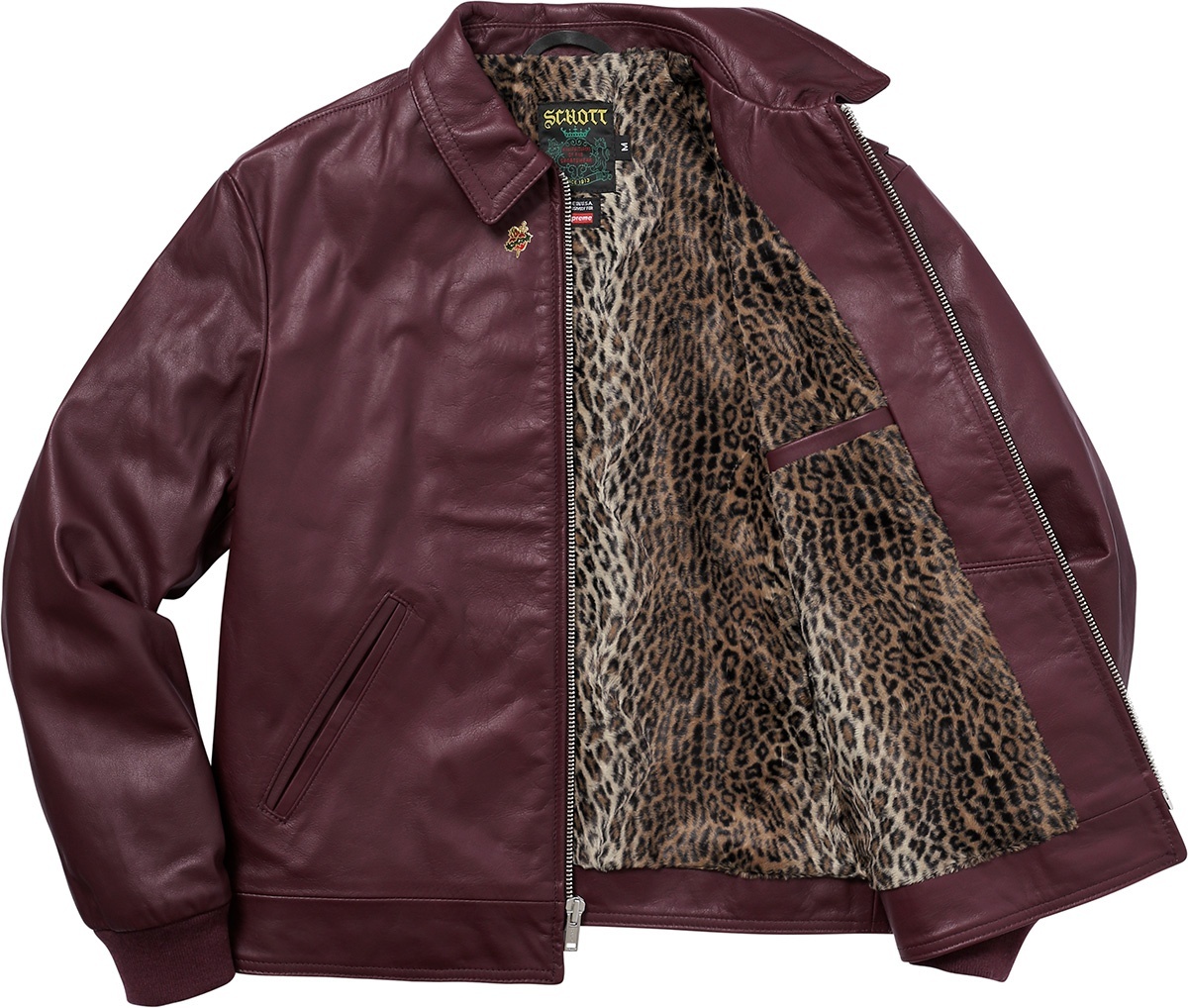 Supreme®/Schott® Leopard Lined Leather Work Jacket view 12